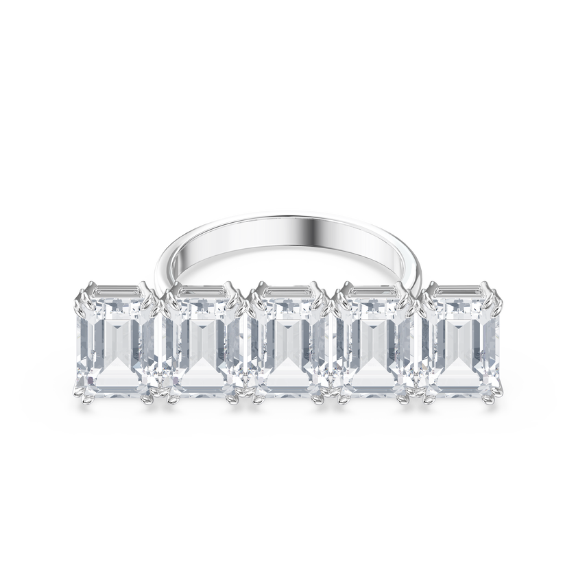 swarovski millenia cocktail ring  white  rhodium plated